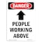 Signmission OSHA Danger Sign, People Working Above, 18in X 12in Decal, 12" W, 18" L, Portrait OS-DS-D-1218-V-1517 - alternate 1